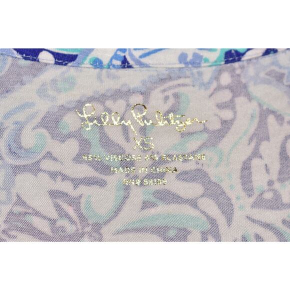 LILLY PULITZER NEW $58 Ruffle PJ Button Down Top Royal Purple XS - Picture 4 of 4